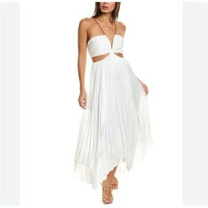 Aiifos Womans Evie Dress Cut Out Sz 4 White Accordion Pleated Handkerchief NWT